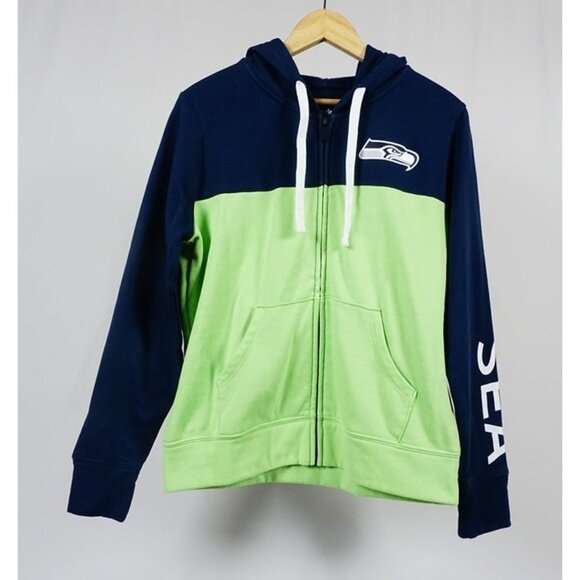 Seattle Seahawks Fanatics Women's Color Block Full-Zip Hoodie XSmall - Picture 2 of 10